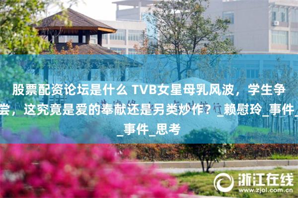 股票配资论坛是什么 TVB女星母乳风波，学生争相品尝，这究竟是爱的奉献还是另类炒作？_赖慰玲_事件_思考