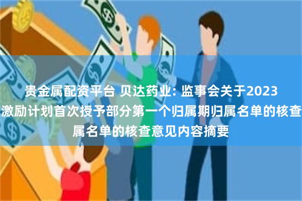 贵金属配资平台 贝达药业: 监事会关于2023年限制性股票激励计划首次授予部分第一个归属期归属名单的核查意见内容摘要